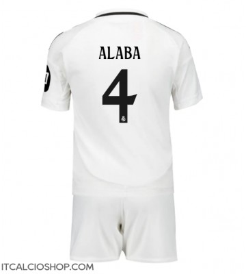 Real Madrid David Alaba #4 Prima Maglia Bambino 2024-25 Manica Corta (+ Pantaloni corti)